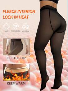 1pc 220g Women's Autumn And Winter Warm Silk Stockings, Black Long Socks Tight Pants, Bare Leg Artifact, Sexy And Cold Resistant Leggings For Business And Work In Winter, With Thick Fleece Pantyhose (Suitable For -20 ° C)