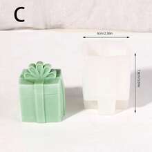 1 pieza Molde de vela con forma de caja de regalo de Navidad, molde de yeso o resina para jabón hecho a mano, decoración para fiestas navideñas y regalos manuales creativos - Blanco - Ver 13