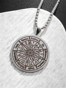 Collier avec pendentif en acier inoxydable, symbole de Salomon, divination mystique, cadeau à la mode et punk pour hommes et femmes