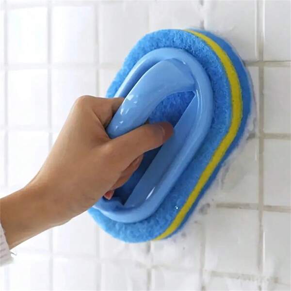 Cepillo de limpieza para el baño, limpiador universal para cocina, bañera y inodoro, esponja de ducha multifuncional, cepillo de fregado poderoso con mango ergonómico