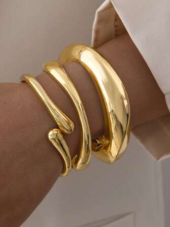 3/1pcs Simple Exaggerated Old Coin Decor Bangle Bracelet Set, For Women & Couples, Friendship, Summer Resort, Date, Daily Casual, Party Accessory