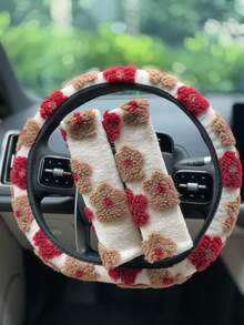 General Flower Car Steering Wheel Cover Milk Whisper Warm Anti Slip Handlebar Cover Romantic Flower - 均碼 - 查看 2