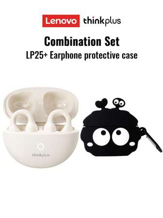 Lenovo 联想LP25蓝牙耳机，带保护盒，骨传导运动耳机，蓝牙5.4，环绕立体声，ENC降噪，低延迟游戏，超长续航，智能触控，佩戴舒适，兼容苹果和安卓设备