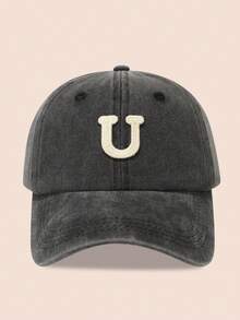 1pc Kids Washed 26-Letter Baseball Cap, Boys Girls Sun Hat Suitable For Outdoor, Sunscreen, Daily Wear