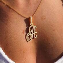 Gold Plated Initial Necklaces For Women Letter Pendant Necklaces Cubic Zirconia Stainless Steel Chain Iced Out Letter Necklace Birthday Gifts