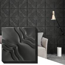 Art3dwallpanels 33 Pack 3D Wall Panel For Interior Wall Décor, PVC Textured Wall Panels, 3D Wallpaper Modern Wall Tiles, Black