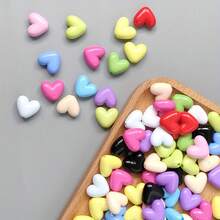 100 件/17 毫米 3D 亚克力心形珠 - 红色、黑色和多种颜色 - 光泽闪亮的活力心形工艺用品，适用于 DIY 珠宝制作、项链、耳环、手链、钥匙扣、手机挂件、吊坠 - 手工串珠、简约风格、耐用光滑质地 - 情人节、圣诞节、礼物、女士、手工艺人、时尚配饰、串珠套装、珠宝配件、工艺套件 - 彩色 - 查看 5