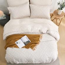 7 Pieces Tattered Style Tufted Style Bed Comforter Set, Soft And Comfortable Summer Bedding Set, Hotel Room Decor, Suitable For All Seasons, Vacuum - Compressed Wrapping, Including 1 Comforter, 1 Flat Sheet, 1 Fitted Sheet, 4 Pillowcases. - 米色-B008 - 查看 8