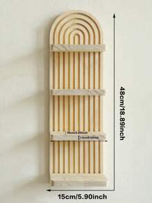 1 pièce Étagère flottante en bois, étagère d'affichage à design en arc, organisateur de stockage à plusieurs niveaux, décoration pour la maison, étagère murale, support d'affichage en bois naturel minimaliste pour le salon, la chambre à coucher, la pépinière, style bohème