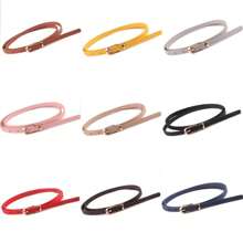 Fashion Black Blue White Pink Red Women Belts Skinny Waistband Pin Buckle Adjustable Belt Summer Dress Jeans Strap Pu Belts