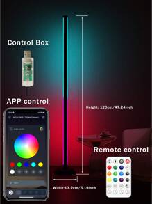 NBBUFF 47 Zoll RGBIC Ecken Stehlampe für Heim-Dekoration, Farbwechsel Ambiente Beleuchtung mit App, Fernbedienung und Steuerbox, Musiksynchronisation, Zeitsteuerung, Eckenlampe für Wohnzimmer-Dekoration, Schlafzimmer und Gaming Zimmer