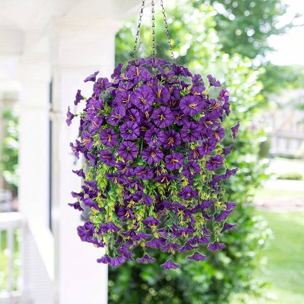 2/4pcs, Outdoor Artificial Hanging Flowers, Silk Mixed Colors, Suitable For Wedding Home Office Garden Decoration, Artificial Flowers With Eucalyptus Leaves, UV Resistant Realistic Hanging Plants, Suitable For Wedding Arch Wall Garden Greenery Bedroom Outdoor Office Party Decoration