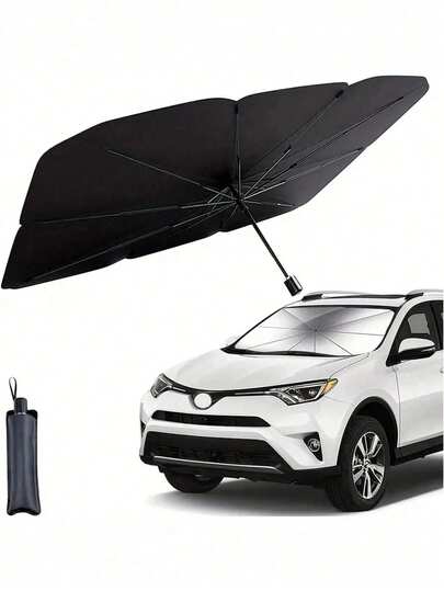 1PC Car Foldable Thermal Shade Front Screen Sun Screen Sun Screen Summer Items Car Umbrella Car Shade - UV Shield With Umbrella Design Provides Instant Thermal Protection For Front Windows, Easy Storage And Quick Installation