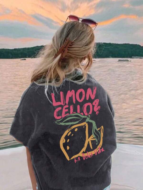 Una camiseta de cuello redondo de estilo informal con estampado, de manga corta, para niñas y niños pequeños en verano - Una camiseta con un estilo de arte refrescante de limón que inspira la imaginación y la autoexpresión. Ropa para niños, camisetas gráficas para niñas, blusas de verano, ropa para niñas preadolescentes