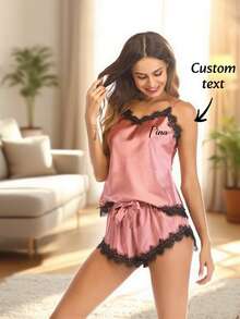 Customizable Sexy Lace Trim Sleepwear Set - Sheer Lingerie With Adjustable Straps, Elegant Couple Loungewear, Romantic Nightwear And Bathrobes For Spa, Hotel, Gym, Home Use