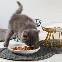 1pc Ceramic Raised Cat Food Bowl, Metal Stand Pet Bowl