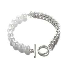 1 Stück Mode personalisiertes Armband aus gemischtem Edelstahl und Perlen für Frauen zum täglichen Tragen