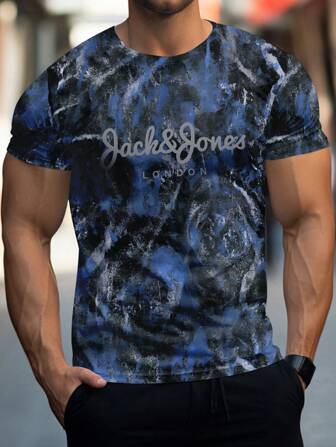 Men's Breathable Casual Short Sleeve Crew Neck T-Shirts In, Gradient Graphic, Polyester Blend, Machine Washable For Summer Sports & Leisure Tops Workout Gym Clothes Men Tees Gym