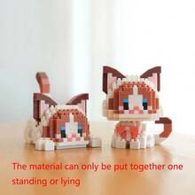500+Pcs Pet Cat Series Splicing Building Blocks, Cute Cartoon Animal Model, Fashion Assembly Toy, Creative Gift, Home And Office Desktop Decoration - Multicolor - View 7