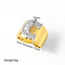 Chunky CZ Crystal 26 Letter Rings For Women Gold Silver Color Wide Rings Initial Jewelry Party Gifts