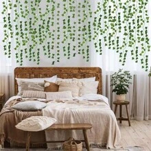 1/6/12pcs Artificial Ivy Vine, Fake Leaf Garland, Home Party Decorative Green Plants Foliage For Home, Window, Garden Gifts Birthday Graduation