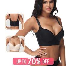 PHILIBERTY Back Smoothing Bra Push Up Bra Hide Back Fat No Underwear Simple Full Coverage Comfort Seamless Bra For Women - Bridal - Black - View 4