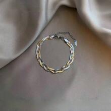 1 pièce Bracelet en acier inoxydable plaqué or fait à la main, accessoire minimaliste pour l'été