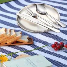 Juego de 21 piezas de vajilla de acero inoxidable para camping - Utensilios portátiles para pícnic al aire libre con platos, tenedores y cucharas para senderismo, excursiones y aventuras de campamento: Cubertería completa + platos en un estuche compacto, de acero inoxidable resistente a la oxidación.