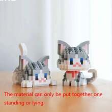 500+Pcs Pet Cat Series Splicing Building Blocks, Cute Cartoon Animal Model, Fashion Assembly Toy, Creative Gift, Home And Office Desktop Decoration - Multicolor - View 9