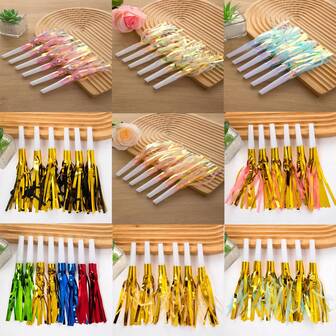 6 pièces/set Sifflets colorés de fête, cornes de fête bruyantes pour anniversaire, fiançailles, mariage, Halloween, Noël, Nouvel An