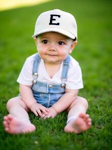 1pc Adjustable A-Z Letter Baby Baseball Cap, Suitable For Princess Girls Travel, Outdoor Activities And Daily Wear, Birthday Gift - Beige - View 5