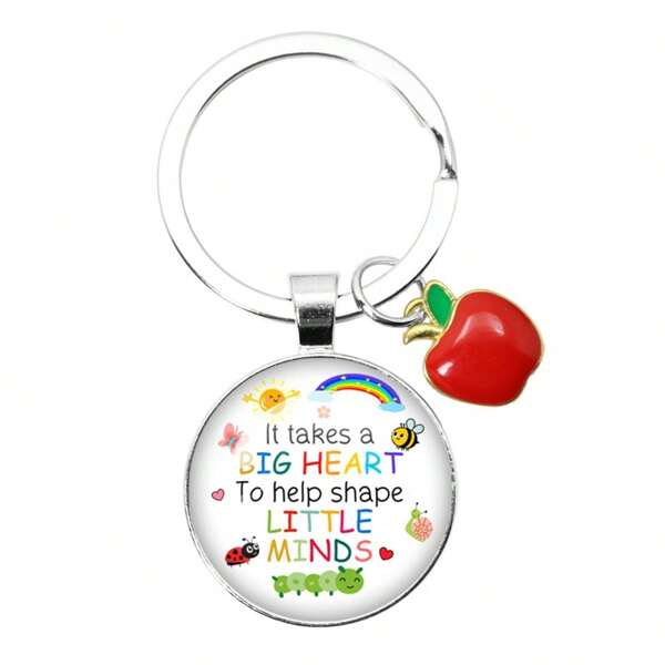 1 pieza Llavero, Se necesita un gran corazón para ayudar a dar forma a mentes pequeñas, El mejor maestro, GRACIAS POR AYUDARNOS A CRECER Colgante de cristal para llaveros, Regalos del Día del Maestro Accesorios para coche Encanto de bolso Mochila para la escuela