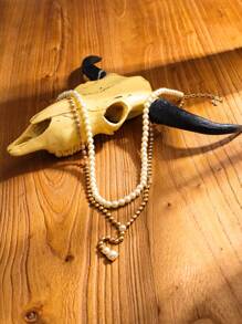 1pc Stylish Handmade Pearl Bohemian Necklace, Suitable For Women's Daily Wear And Parties
