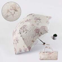 1pc Vintage Lace Floral Parasol, Sun Shade Princess Umbrella, Wedding Bridal Shower Gift Umbrella, Multiple Color Options For Ladies (Note: Fabric, Rib Color, English Letter Pattern, Button Shape And Rib Color May Be Randomly Matched Due To Batch Difference, We Apologize For Any Inconvenience)