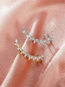 1pc Zirconia Stone Fake Ear Clip Earrings, Women Daily Wear, Casual Party Business Celebration Festival, Versatile Jewelry Silver Gold Zirconia Earrings