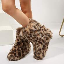 Personalized Winter Boots For Women - Stylish & Cozy Spicy Girl Fur Boots - Mid-Length Snow Boots For Warmth & Comfort - 豹紋 - 查看 4
