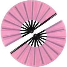2 Pack Large Folding Hand Fan, Nylon-Cloth Vintage Retro Fabric Fans, Chinese Kung Fu Tai Chi Hand Fan For Men/Women, Festival, Dance, Gift, Performance, Decorations (Black) - 粉色 - 查看 1