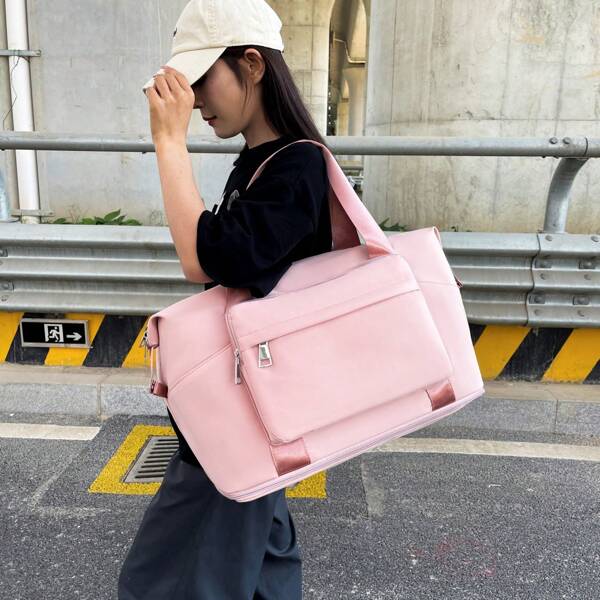 Nouveau sac de voyage multifonctionnel pour femmes, sac à bandoulière de grande capacité pour les déplacements, les courts voyages d'affaires, les voyages, le stockage des bagages, sac cabine avec séparation humide et sèche, léger, sac à main étudiant, sac de fitness multifonction minimaliste, sac de voyage à bandoulière pour l'école et les accessoires scolaires