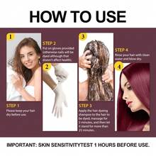 Natural Hair Dye Shampoo 3 IN 1, Hair Color For Gray Hair Coverage, Hair Coloring Shampoo For Women, Color Shampoo Beard Dye For Men, Vegan Ammonia Free Hair Shampoo (BURGUNDY RED) - 紅色 - 查看 6