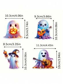Set de 12 decoraciones de Halloween - Fantasmas de papel impactantes con murciélagos, calabazas e instrumentos musicales - Decoración de fiesta para interiores y exteriores, apta para Halloween, Día de los Muertos, Graduación, Día del Padre, Día de la Independencia - Sin necesidad de electricidad