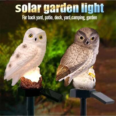 1 szt. Solarna lampa ogrodowa Sowa, realistyczny wzór zwierzęcy z tworzywa sztucznego ABS do ogrodu, podwórka, zewnętrzna wodoodporna lampa trawnikowa
