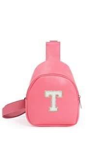 1 pieza Bolso cruzado de hombro con estampado de letras para niñas, bolso de pecho y cintura lindo adecuado para uso diario, exterior, viaje, senderismo, portátil, opción de regalo ideal