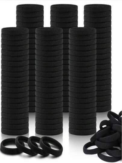 100Pcs Women's Basic High Elasticity Ponytail Headband, Women's Korean Version Black Headband, Upgraded To High Elasticity, Fashionable, Multifunctional, High-End, Elegant Temperament, Simple Headband, Suitable For Women's High Ponytail, Colorful Hair Accessory Design, Multifunctional Styling Design, Daily Use Headband, Providing Thoughtful Gifts For Girlfriends And Family/Transparent Bags For Girlfriends And Family Back To School