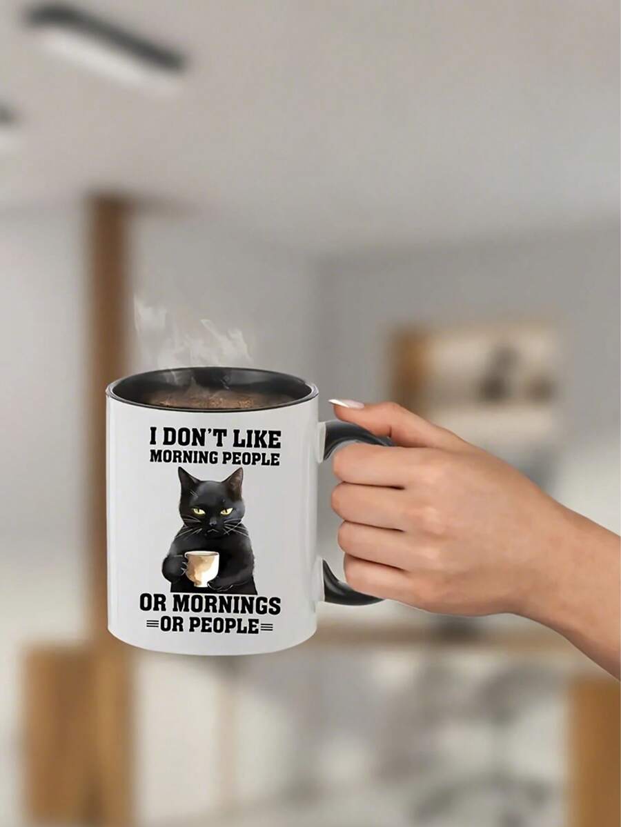 1pc Creative Cute 11oz 330ml Ceramic Cup, Wide Mouth Coffee Cup, Suitable For Outdoor Camping, Picnicking, Travel,Reusable,Birthdays & Holidays, Hand Wash Only,Coffee Bar Accessories, Back To School,Summer Water Bottles,Suitable For Both Cold And Hot Drinks, Perfect Father's Day Gift For Coffee Or Tea, Tea Mug