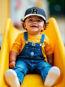 1pc Kids 26 Letter Embroidered Baseball Cap, Gold Thread Letter Design, Korean Style Snapback Hat, Sun Protection Cap For Boys & Girls, 1-3 Years Old - Navy Blue - View 5
