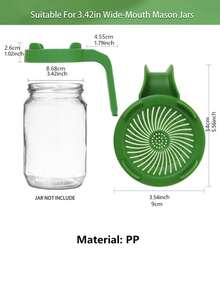 1pc Green Plastic & Stainless Steel Sprouting Lid Bean Sprouts Jar Filter - White - View 11