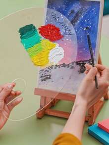 1 pieza Paleta acrilica transparente personalizable, de 15*20cm, herramienta de pintura con nombre personalizado, disponible en formas cuadrada y ovalada, adecuada para uso diario al aire libre e interior, se puede regalar como regalo de cumpleaños a amigos, familiares y compañeros de clase - multicolor - Ver 3