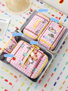 5个装可爱便携式旅行收纳袋，旅行衣物内衣鞋收纳袋防水行李箱衣物收纳袋，防水旅行行李收纳衣物收纳盒，开学季行李收纳袋，可收纳衬衫、袜子、内衣，非常适合户外旅行、商务旅行、露营和徒步旅行！开学季，旅行配件，旅行必需品，旅行包，假期，学校用品，收纳袋，宿舍必备品，大学 - 彩色 - 查看 3