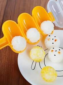 Onigiri Sushi Reiseball Form zum Schütteln und Rollen, Dreifach Onigiri Form, mit Mini Reis Löffel enthalten