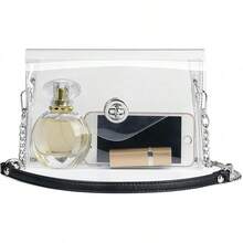Clear Crossbody Bag With Zipper Closure, Transparent Purse For Concert Sports - Pearl Silver - View 1